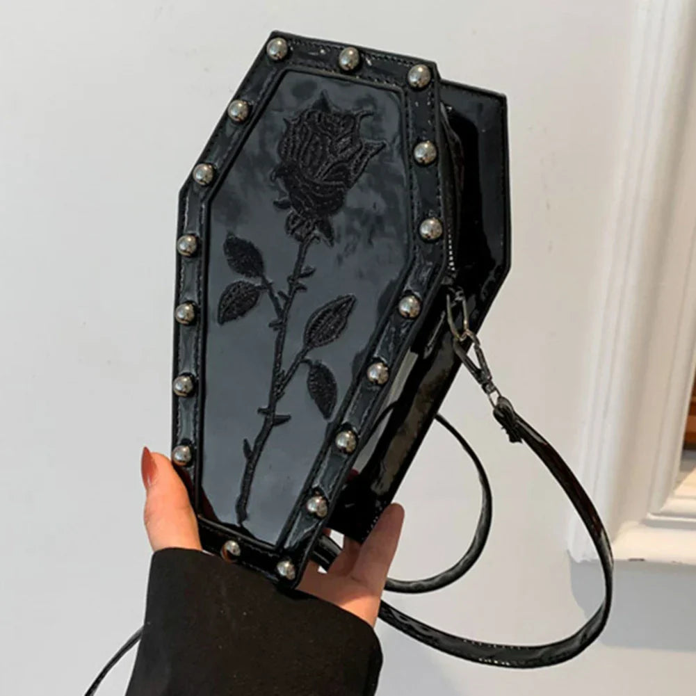 Gothic Adjustable Spider Coffin Shape Mobile Phone Y2K Halloween Women Satchel Purse Bag Secondary image
