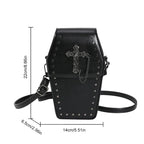 Women Gothic Coffin Zipper Strap Adjustable Pu Leather Halloween Bag