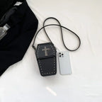 Women Gothic Coffin Zipper Strap Adjustable Pu Leather Halloween Bag