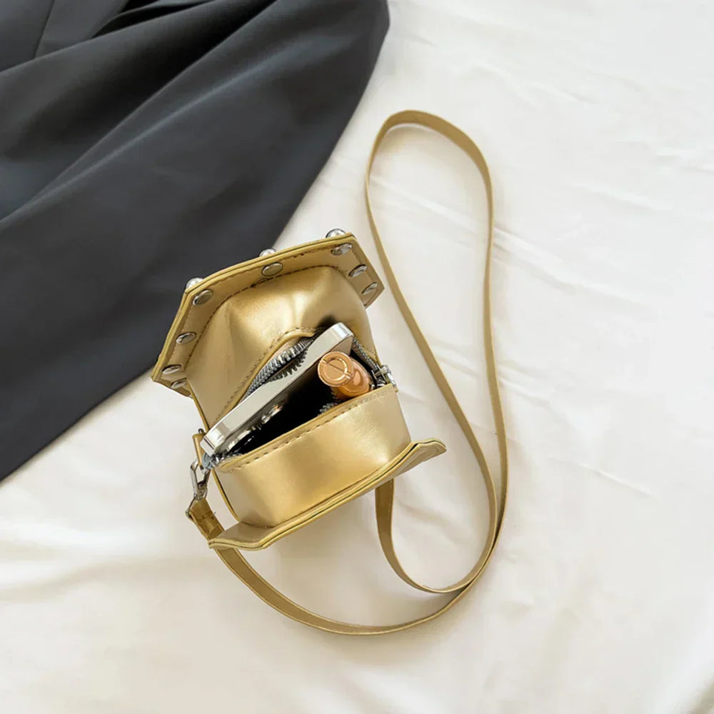 Creative Pu Coffin Shape Embroidery Underarm Phone Office Travel Bag Halloween