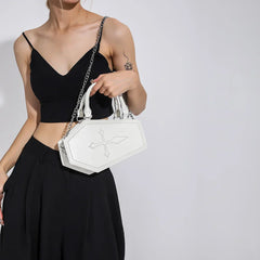 Large Capacity Coffin Shape Phone Shoulder Pu Top Handle Travel Cosmetic Crossbody Bag Halloween