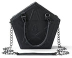 Pentagram Punk Darkness Gothic Star Black Soft Leather Chain Women Handbag / (30Cm Halloween