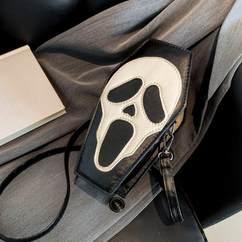 Women Gothic Pu Leather Coffin Shape Punk Style Long Wallet Portable Bag Halloween