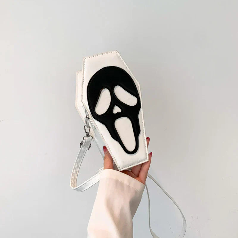 Women Gothic Pu Leather Coffin Shape Punk Style Long Wallet Portable Bag Halloween