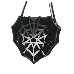 Black Spider Web Punk Creative Women’s Halloween Designer Shoulder Crossbody Bag