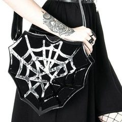 Black Spider Web Punk Creative Women’s Halloween Designer Shoulder Crossbody Bag