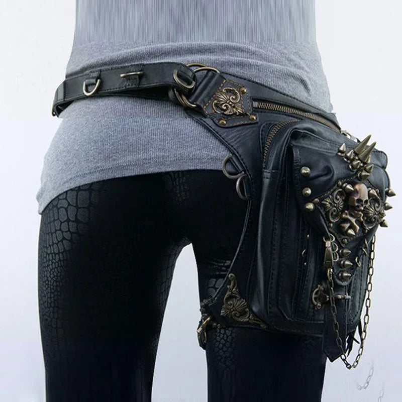 Steam Punk Gothic Waist Leg Hip Belt Mobile Phone Messenger Fanny Bag Halloween