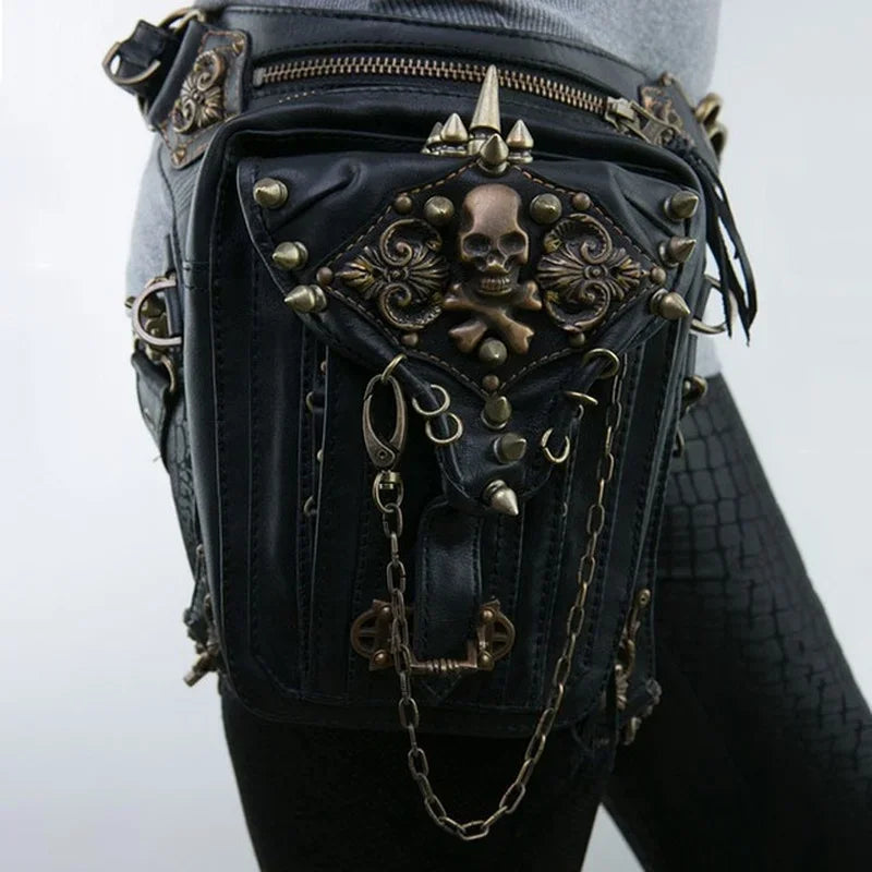 Steam Punk Gothic Waist Leg Hip Belt Mobile Phone Messenger Fanny Bag Halloween