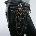Steam Punk Gothic Waist Leg Hip Belt Mobile Phone Messenger Fanny Bag Black Halloween