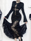 Hooded Lace Cross Hollow Maxi Dress