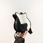 Guitar Shape 2024 Trend Halloween Party Gothic Crossbody Sling Shoulder Bag Black / (20Cm