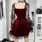 Solid Lace V-Neck Mini Dress