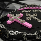 Heart-Shaped Leather Gothic Punk Crossbody Metal Decoration Shoulder Bag Halloween