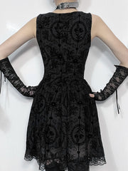 Dark Tie Lace Hem Mini Dress