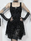 Dark Tie Lace Hem Mini Dress
