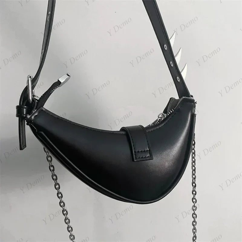 Punk Rivets Gothic Rock Metal Buckles Sparks Crossbody Shoulder Bag Halloween