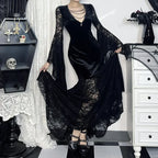 Floral Lace Mesh V-Neck Maxi Dress