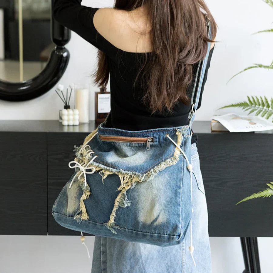 Y2K Korean Harajuku Gothic Aesthetic Vintage Denim Crossbody Messenger Bag Halloween