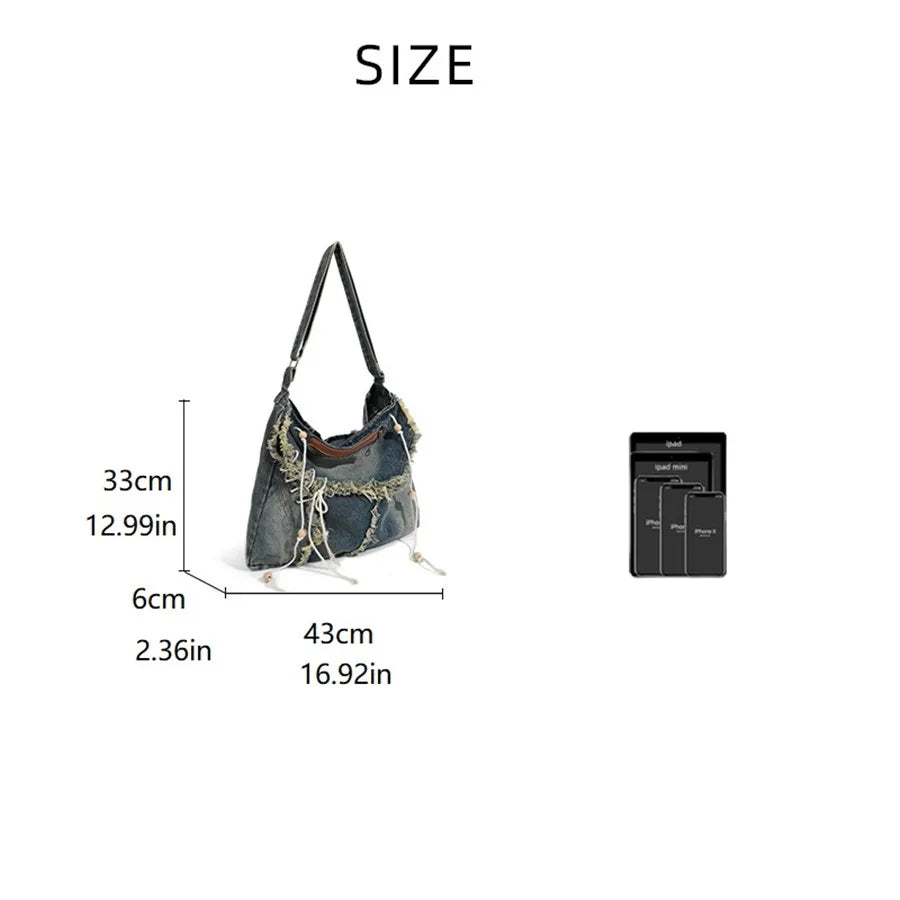 Y2K Korean Harajuku Gothic Aesthetic Vintage Denim Crossbody Messenger Bag Halloween