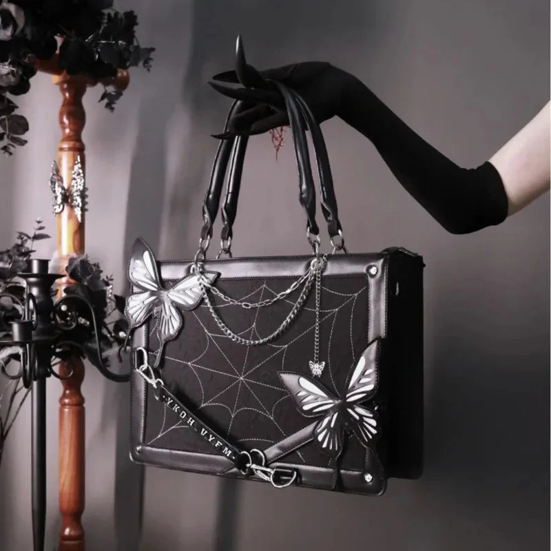Y2K Labyrinth Butterfly Spider Web Chain Diy Transparent Lolita Gothic Bag Halloween