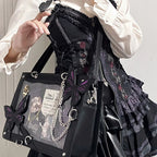 Y2K Labyrinth Butterfly Spider Web Letter Chain Transparent Gothic Bag Halloween