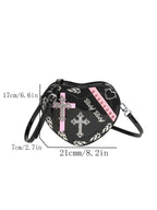 Y2K Coffin Shape Trendy Gothic Punk Cross Pattern Colorful Mini Pu Bag Halloween