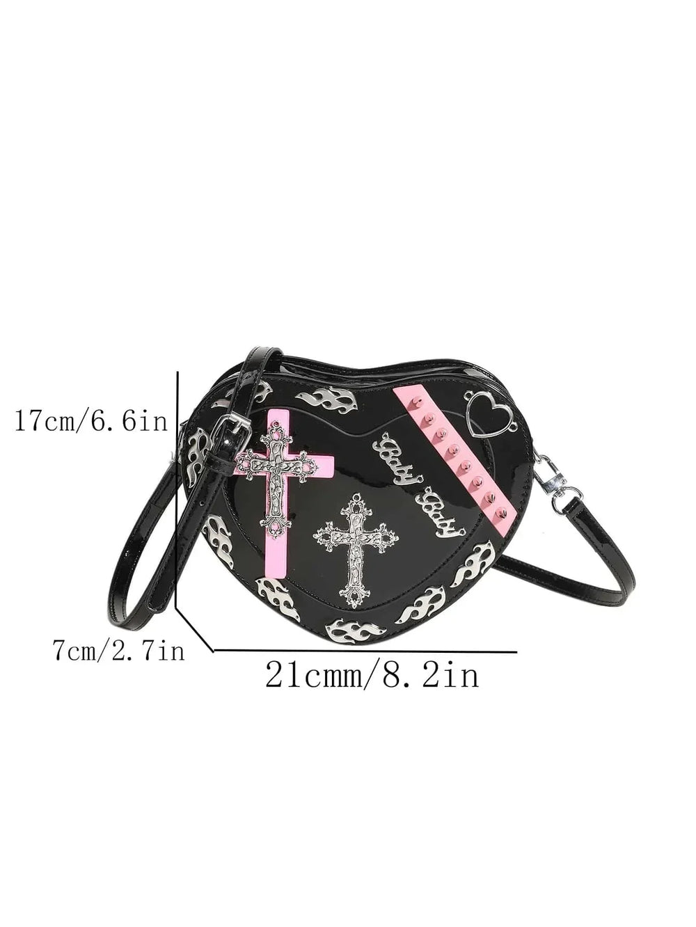 Y2K Coffin Shape Trendy Gothic Punk Cross Pattern Colorful Mini Pu Bag Halloween