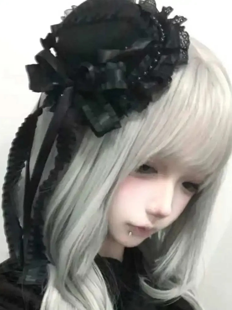 Dark Gothic Punk Retro Bow Decorative Lolita Comic-Con Mini Top Hat Main image