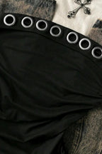 Ring Detail Strapless Drawstring Crop Top