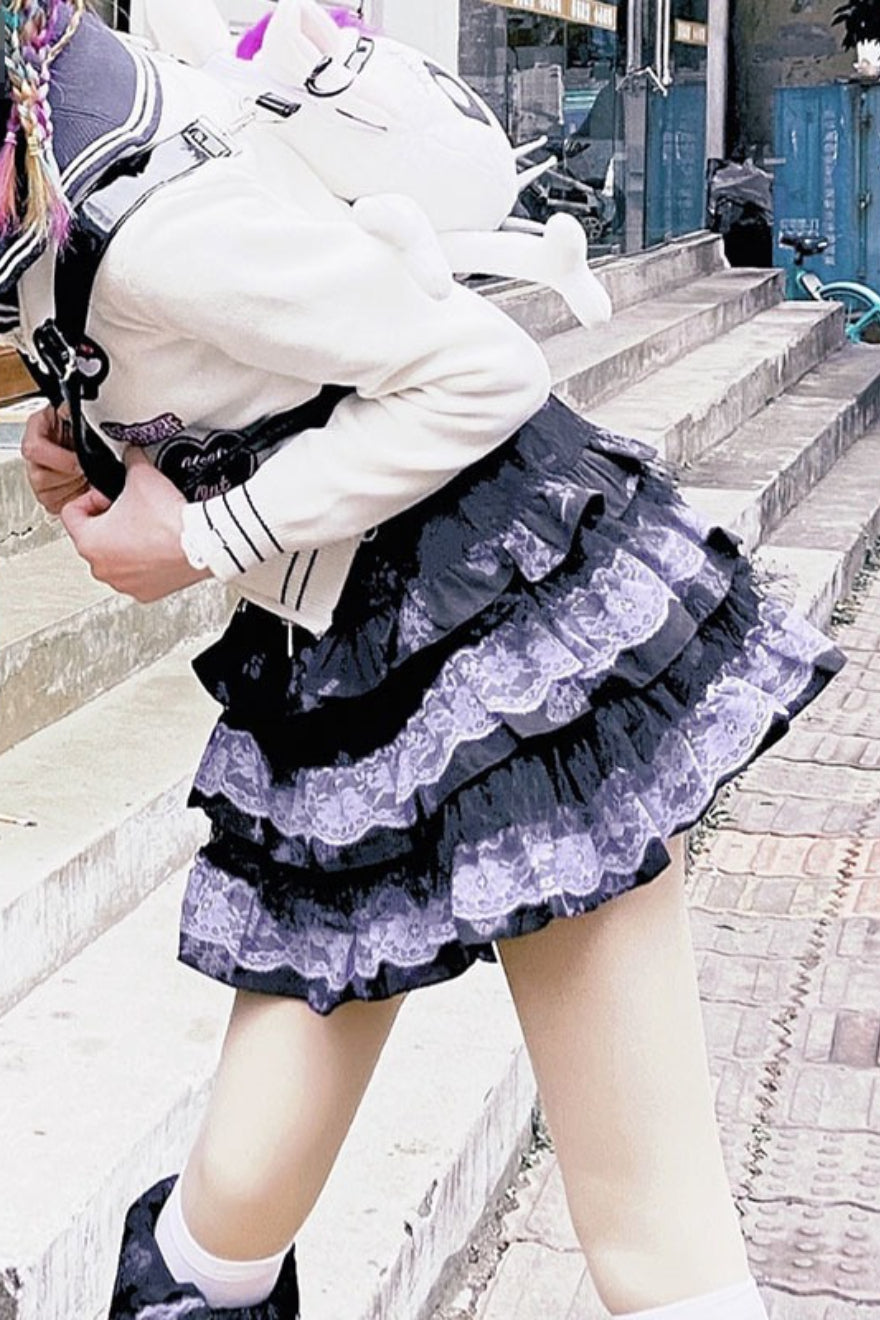 Punk E-Girl Ruffled Lace Mini Skirt Secondary image