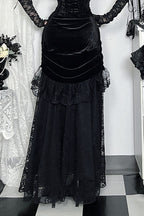 Velvet Lace Gothic Midi Skirt