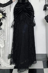 Elegant Black Gothic Gown Skirt