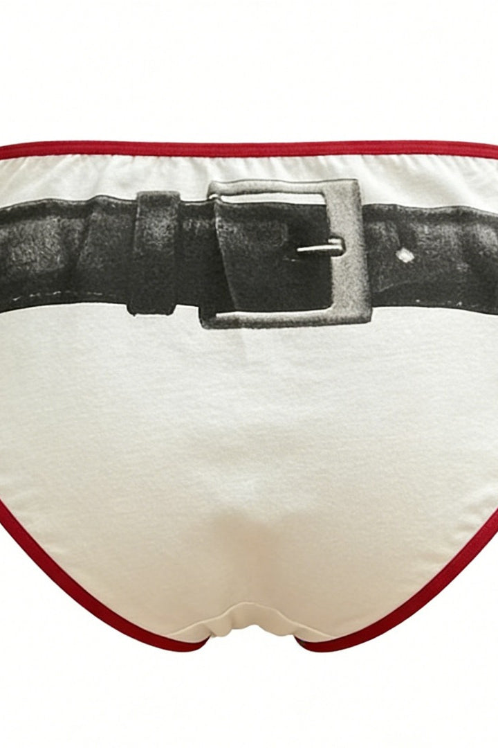 Y2K Belt Print Trimmed Triangle Shorts