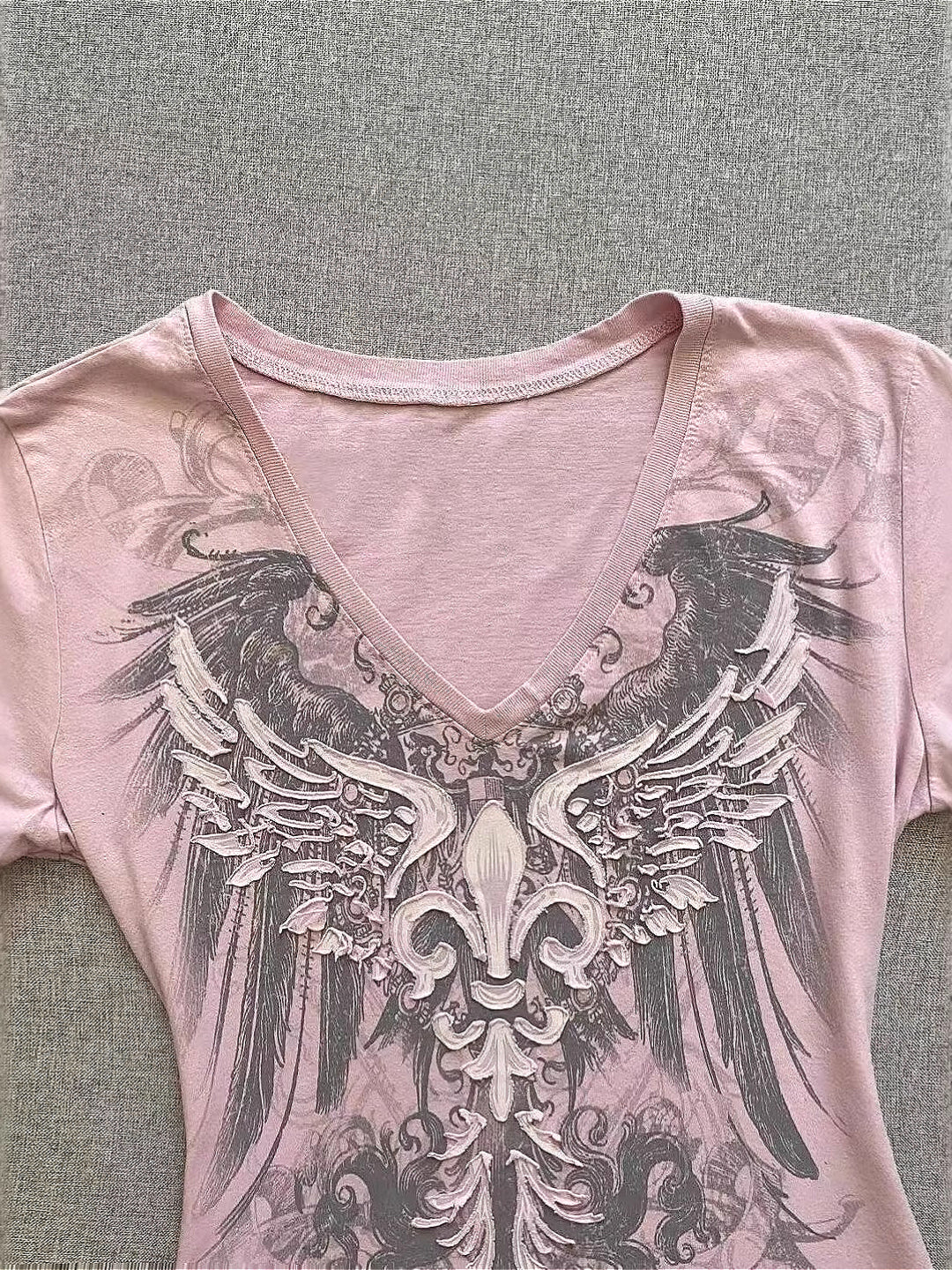 Sweet Retro Contrast Color V-neck Top Secondary image