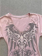 Sweet Retro Contrast Color V-neck Top