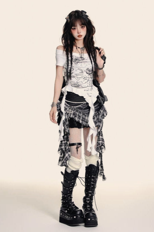 Halloween Plaid PU Mini Skirt Secondary image