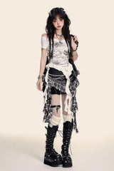 Halloween Plaid PU Mini Skirt