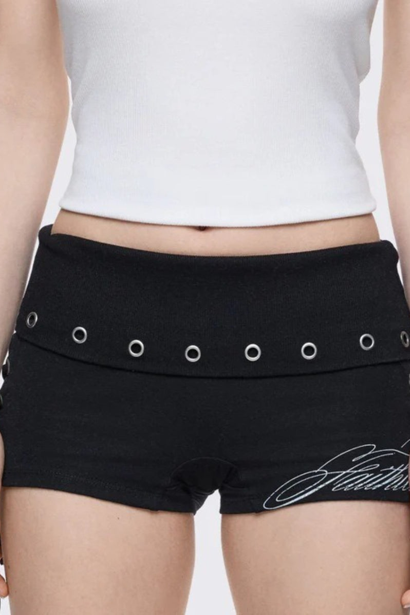 Gothic Lace-Up Letter Print Hot Pants Secondary image
