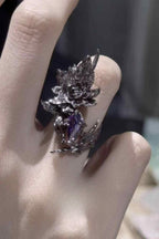 3D Floral Rhinestone Thorn Ring