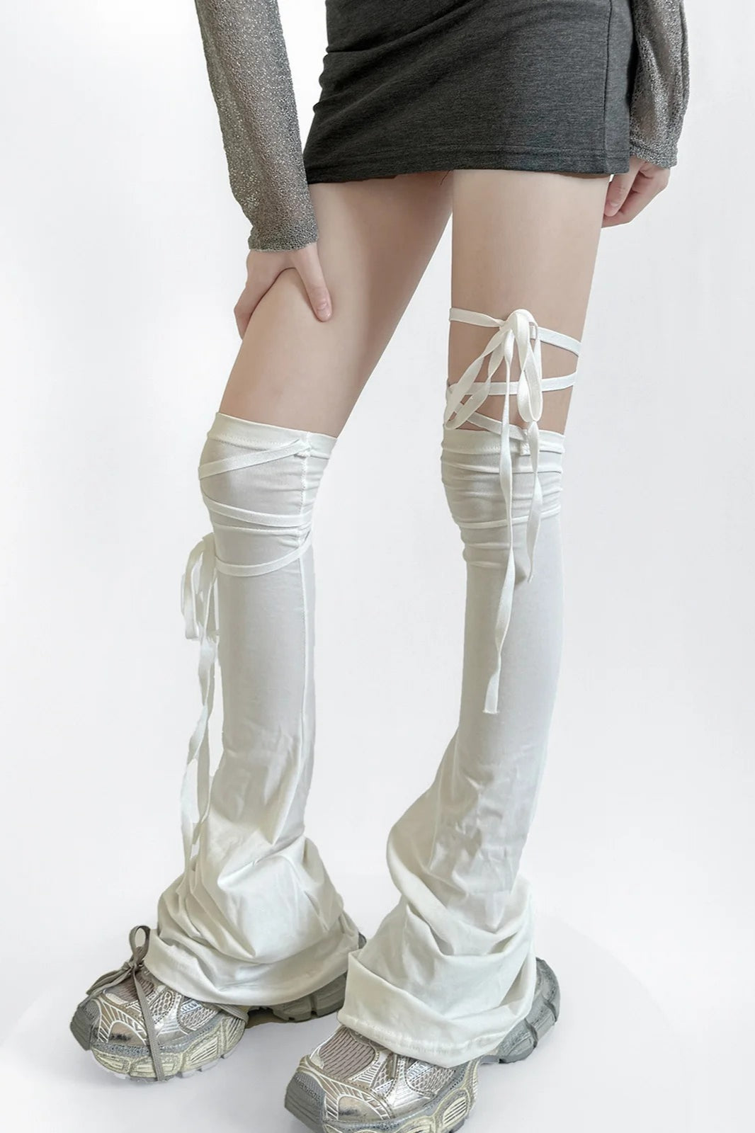 Y2k Soft Solid Color Thigh-high Leg Warmers Main image
