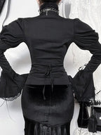 Vintage Dark Aesthetic Fitted Blouse