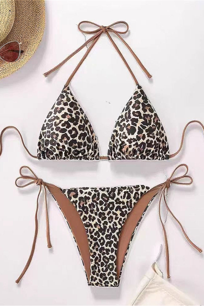 Retro Leopard Print Tie Strap Swimwear Secondary image