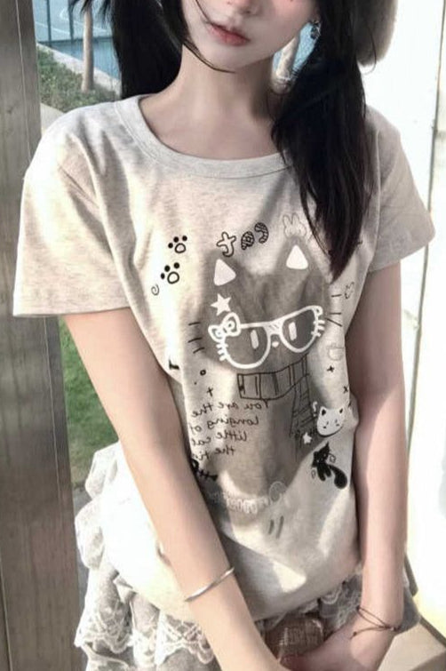 Subculture Cat Graphic Fitted T-shirt Main image