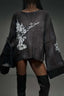 Graphic Distressed Oversized Knit Sweater
