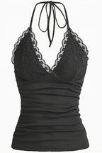 Gothic Lace Ruffled Pleated Cami