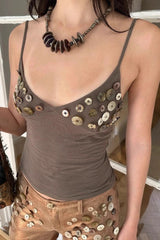 Gothic Button Slim Fit Tank Top