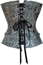 Gothic Printed Silver Steel Buckle Corset