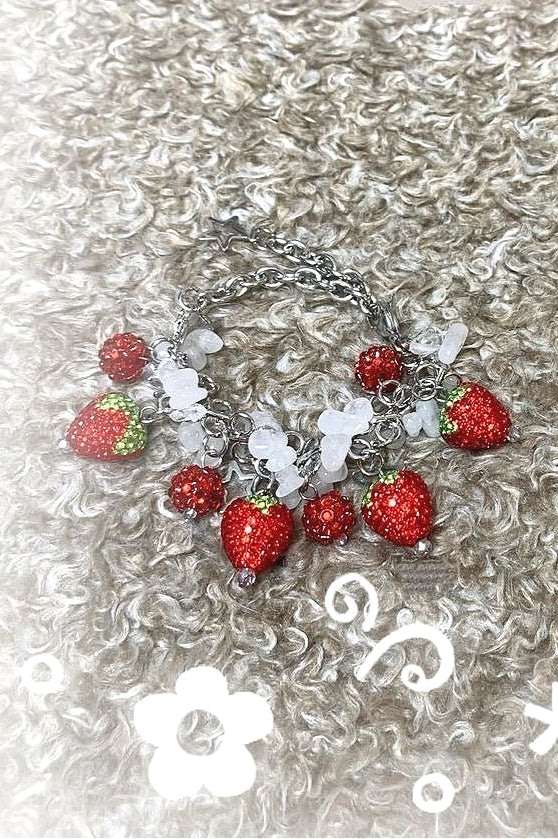 Vintage Red Strawberry Rhinestone Bracelet