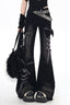 Bow Detail Flared Denim Pants
