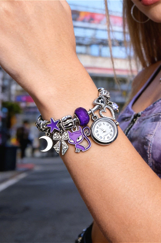 Y2K Cat Beaded Watch Bracelet